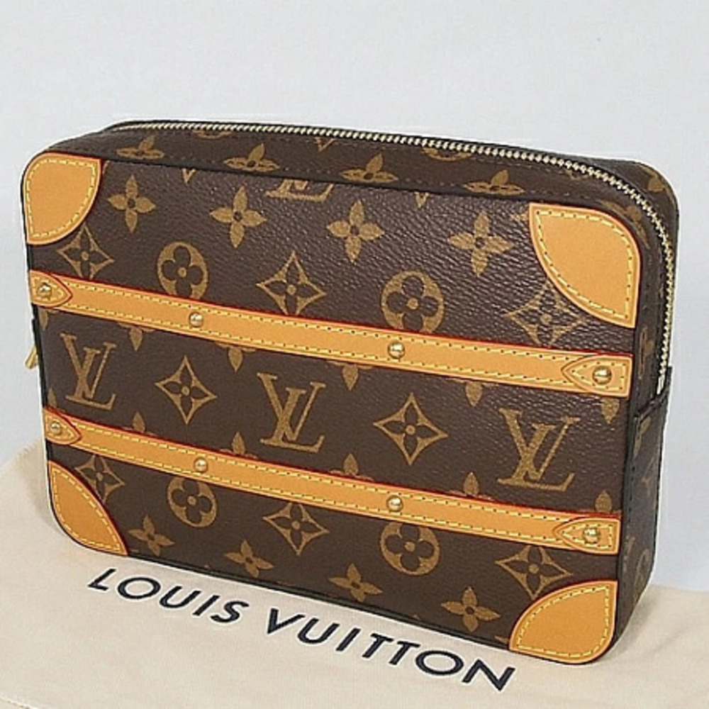 Louis Vuitton Monogram Soft Trunk Shoulder Bag Canvas Leather Brown